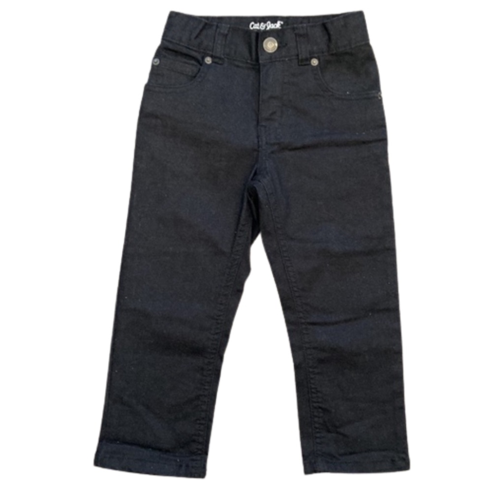 CAT & JACK STRAIGHT RECTO BLACK JEANS 3T stained